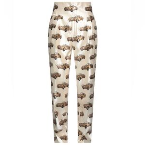 Dolce&Gabbana ivory and mustard car-print satin pants